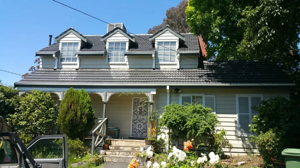 A house is showing with newly repaired and installed roof