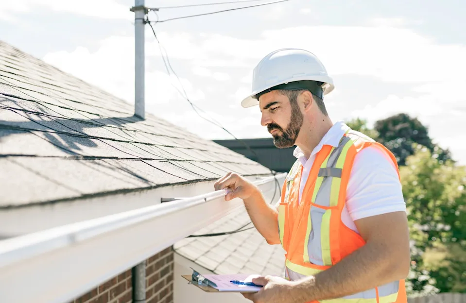 professional commercial roofing contractor detecting roof leaks and water stains